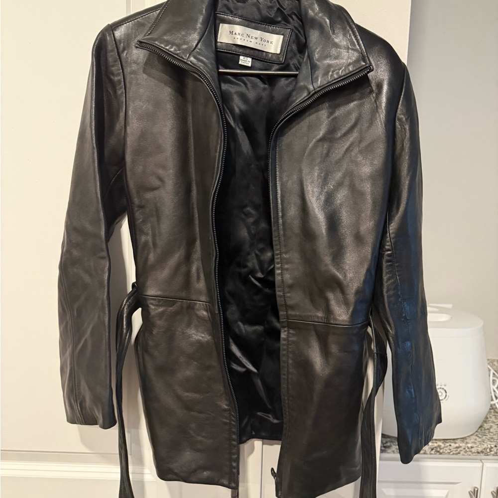 Black Leather Jacket by MANGO